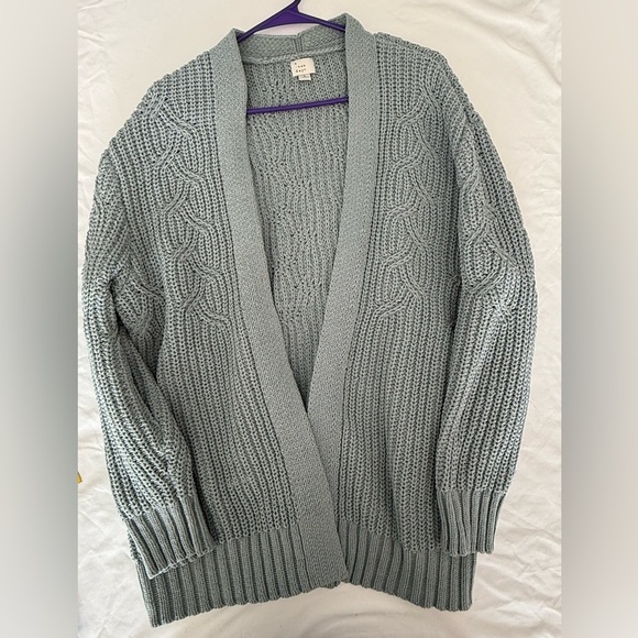 “A New Day”‎ Mint Cable Knit Chunky Open-front Cardigan Size Large - Picture 1 of 6